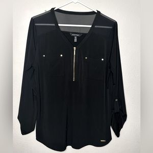 ELLEN TRACY | Long Sleeve Zip Blouse